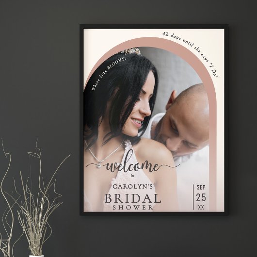 Boho Modern Arch Photo Bridal Shower Welcome ポスター