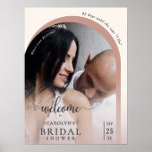 Boho Modern Arch Photo Bridal Shower Welcome ポスター (正面)