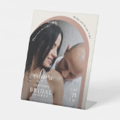 Boho Modern Arch Photo Bridal Shower Welcome 台座サイン (正面)