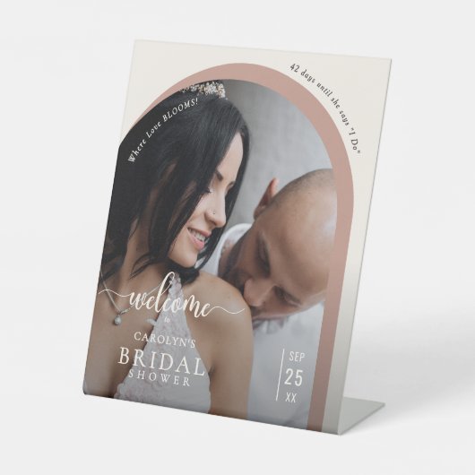 Boho Modern Arch Photo Bridal Shower Welcome 台座サイン (正面)