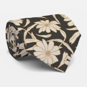 Boho Modern Botanical Black Groomsmen Wedding ネクタイ (ロール)