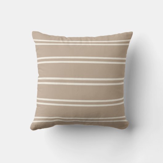 Boho Modern Farmhouse Gender Neutral Stripes Taupe クッション (裏面)