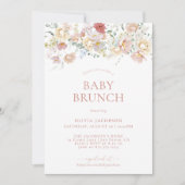 Boho Modern Floral Baby Shower | Girl Baby Brunch  招待状 (正面)
