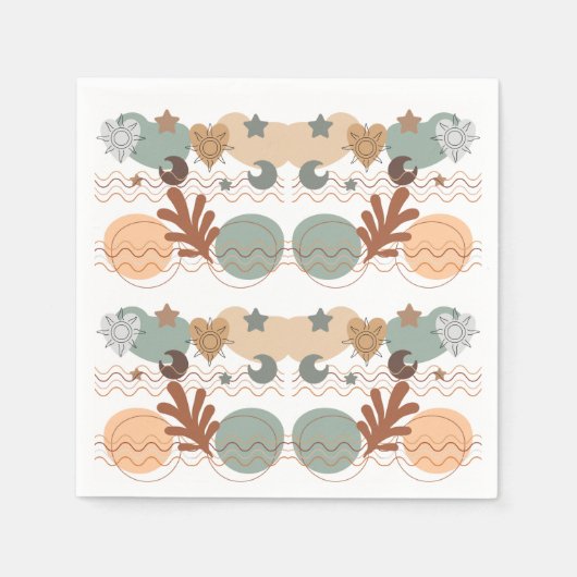 Boho modern geometric wallpaper スタンダードカクテルナプキン (正面)