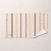 Boho Modern Monogrammed Name Striped Beige Brown バスタオルセット (ハンドタオル)