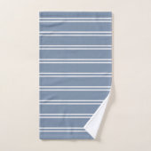 Boho Modern Monogrammed Name Striped Coastal Blue バスタオルセット (ハンドタオル)