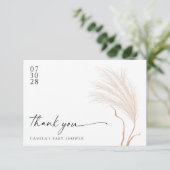 Boho Modern Pampas Grass Baby Shower サンキューカード (スタンド正面)