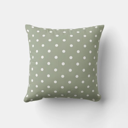 Boho Modern Polka Dot Neutral Earthy Sage Green クッション (裏面)