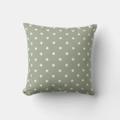Boho Modern Polka Dot Neutral Earthy Sage Green クッション (正面)