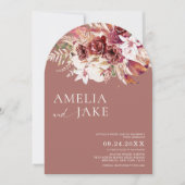 Boho Modern Rosewood Photo Arch Wedding            招待状 (正面)