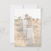 Boho Modern Vellum Overlay Photo QR Code Wedding  招待状 (正面)