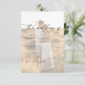 Boho Modern Vellum Overlay Photo QR Code Wedding  招待状 (スタンド正面)