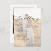 Boho Modern Vellum Overlay Photo QR Code Wedding  招待状 (正面/裏面)