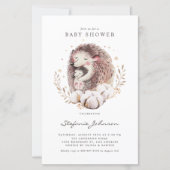 Boho Mom and Baby Hedgehog Baby Shower Invitation (正面)