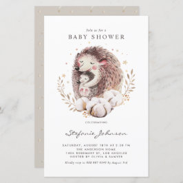 Boho Mom and Baby Hedgehog Baby Shower Invitation