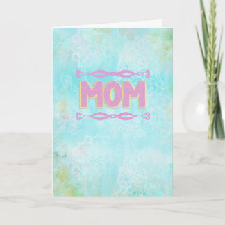 Boho Mom Birthday Card, Teal Pink Mandala カード