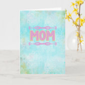 Boho Mom Birthday Card, Teal Pink Mandala カード (黄色い花)