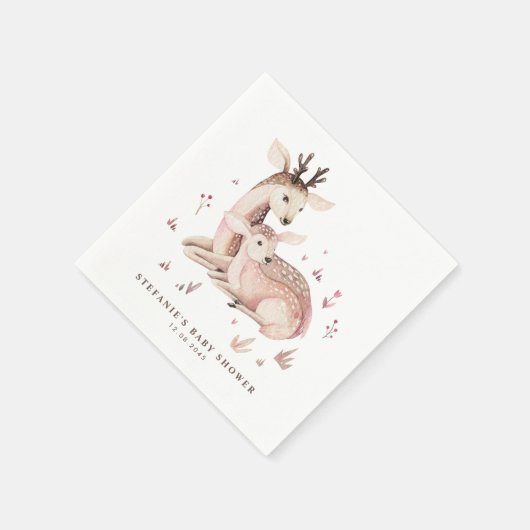 Boho Mommyとベビーディアウッドランドベビーシャワー スタンダードカクテルナプキン (角)