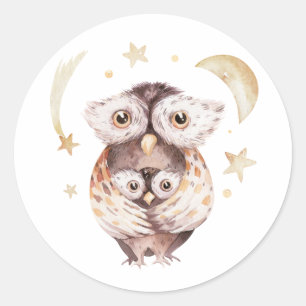 Boho Mommyとベビーフクロウ天の赤ちゃんシャワー ラウンドシール