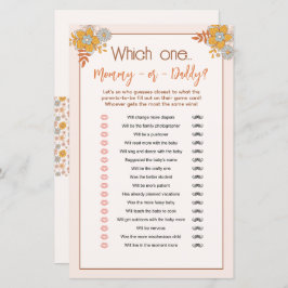 Boho MommyまたはDaddy Baby Shower Guessing Game