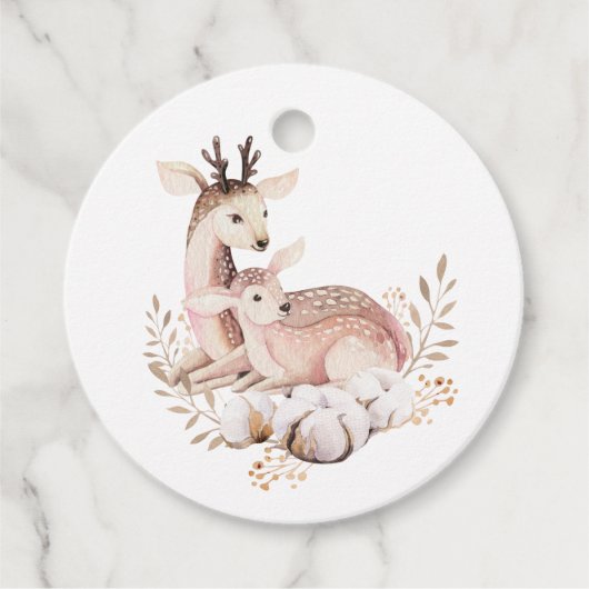 Boho Mommy and Baby Deer Baby Shower Thank You フェイバータグ (正面)