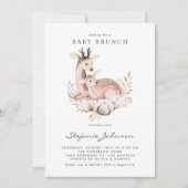 Boho Mommy and Baby Deer Woodland Baby Brunch 招待状 (正面)