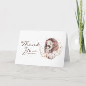Boho Mommy and Baby Hedgehog Forest Baby Shower サンキューカード (正面)