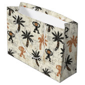 Boho Monkey Jungle Safari Pattern ラージペーパーバッグ (裏面アングル)