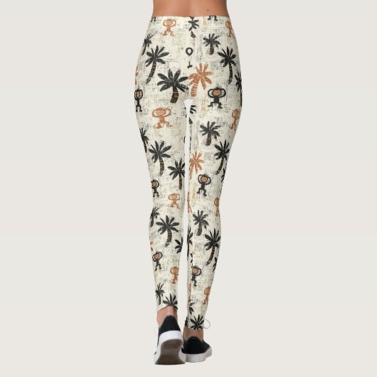 Boho Monkey Jungle Safari Pattern レギンス (裏面)