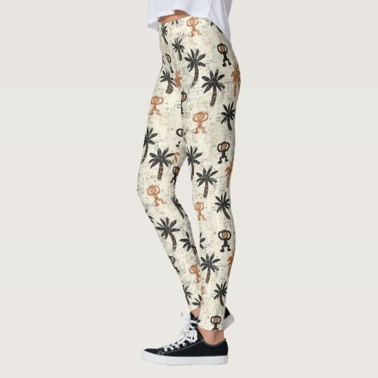 Boho Monkey Jungle Safari Pattern レギンス (左)