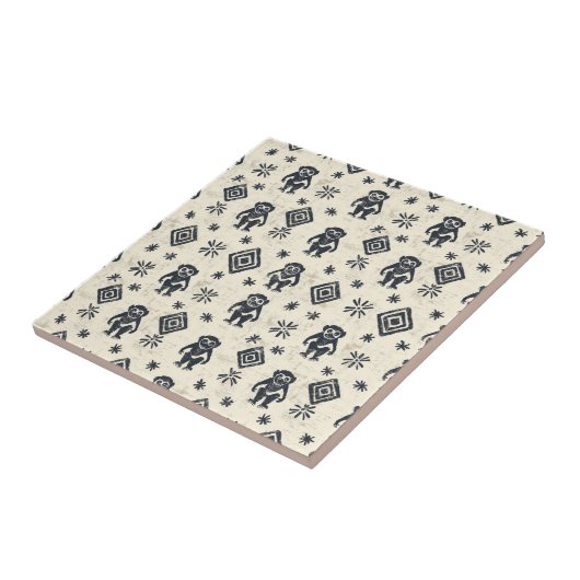 Boho Monkey Jungle Safari Pattern (2) タイル (側面)