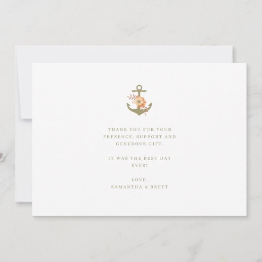 Boho Monogramの結婚写真ありがとう サンキューカード (裏面)