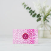 BOHO MONOGRAMマンダラモダンパターンピンク色オレンジ 名刺 (スタンド正面)