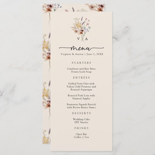 Boho Monogramメニュー メニュー (正面/裏面)