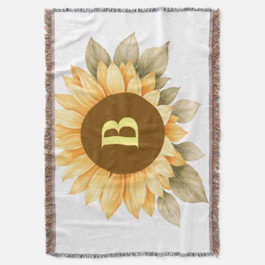 Boho Monogram Cottagecore Gift スローブランケット (正面縦)