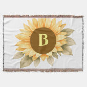 Boho Monogram Cottagecore Gift スローブランケット (正面)