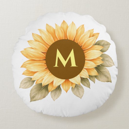 Boho Monogram Cottagecore Gift ラウンドクッション (正面)