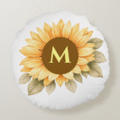 Boho Monogram Cottagecore Gift ラウンドクッション (裏面)
