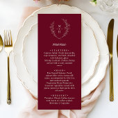 Boho Monogram Elegant Burgundy Wedding Dinner メニュー