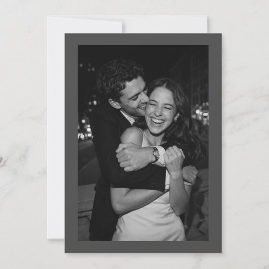Boho Monogram Initials Charcoal Gray Photo Wedding 招待状 (裏面)
