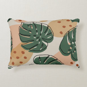 Boho monstera:抽象芸術の熱帯パターン アクセントクッション