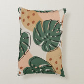 Boho monstera:抽象芸術の熱帯パターン アクセントクッション (裏面(縦))