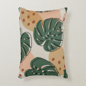 Boho monstera:抽象芸術の熱帯パターン アクセントクッション (正面(垂直))