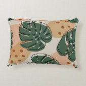 Boho monstera:抽象芸術の熱帯パターン アクセントクッション (裏面)