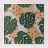 Boho monstera:抽象芸術の熱帯パターン ジグソーパズル (横)