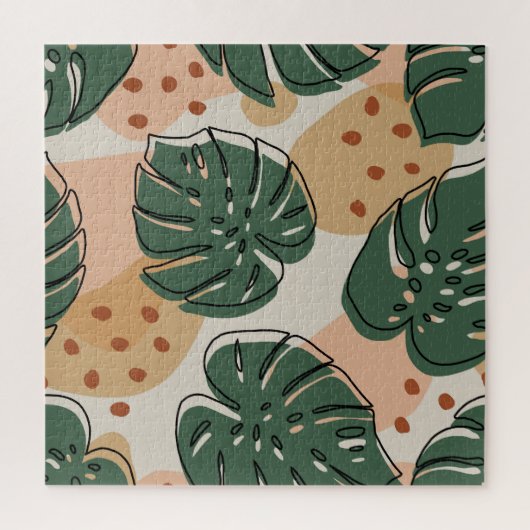 Boho monstera:抽象芸術の熱帯パターン ジグソーパズル (縦)