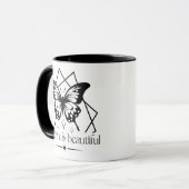 Boho Moon黒白前向き肯定 マグカップ (正面左)