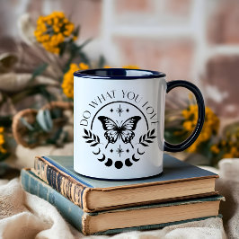 Boho Moon Black and Whiteミニマリスト肯定 マグカップ