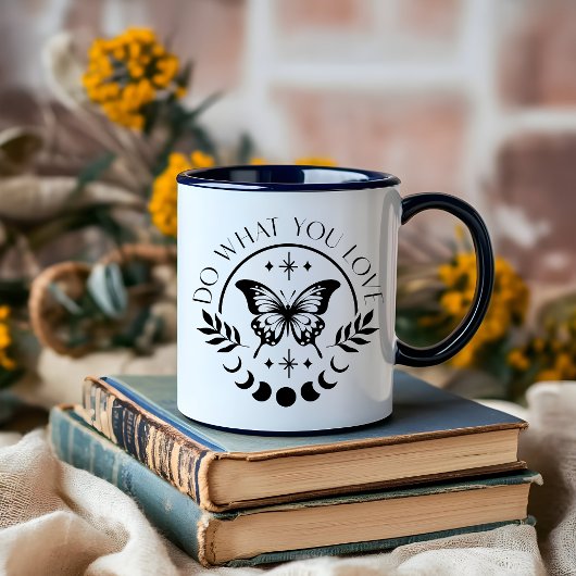 Boho Moon Black and Whiteミニマリスト肯定 マグカップ