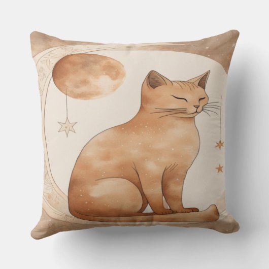Boho Moon Cat Design クッション (裏面)